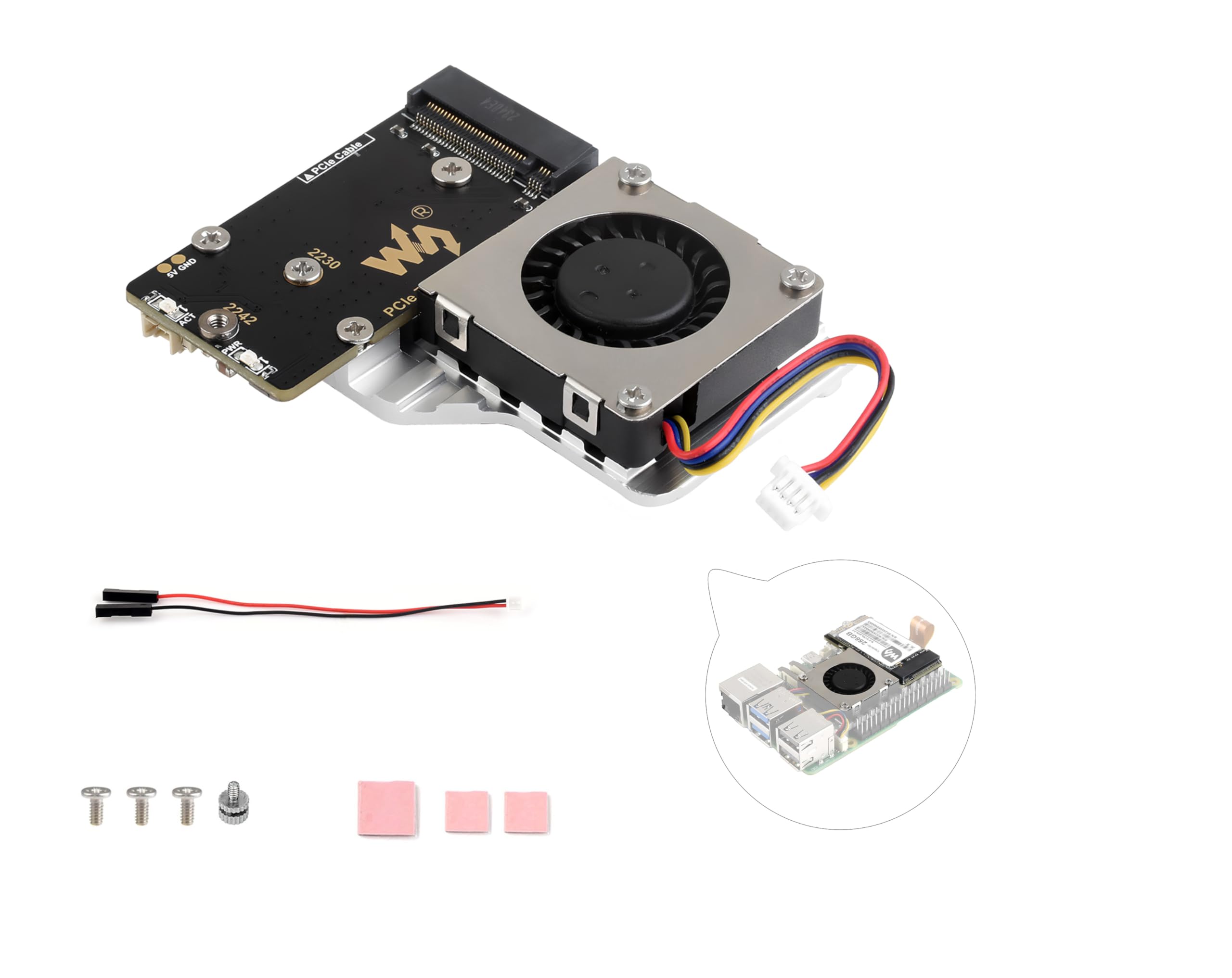 Amazon.com: PCIe to M.2 Adapter Board for Raspberry Pi 5, with